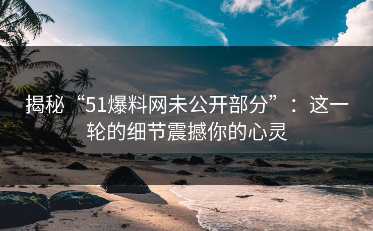 揭秘“51爆料网未公开部分”：这一轮的细节震撼你的心灵